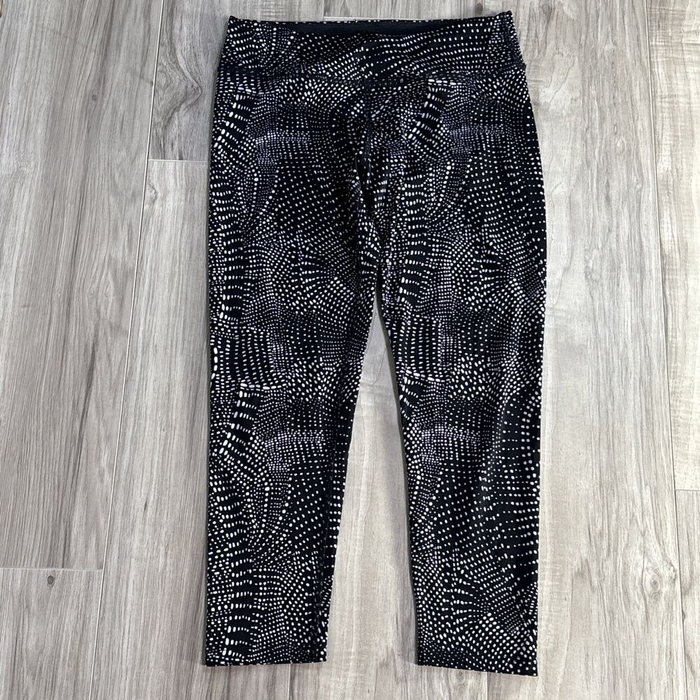 Beyond Yoga Leggings Pants Womens Black White Swirling Dots Mid Rise Size Med